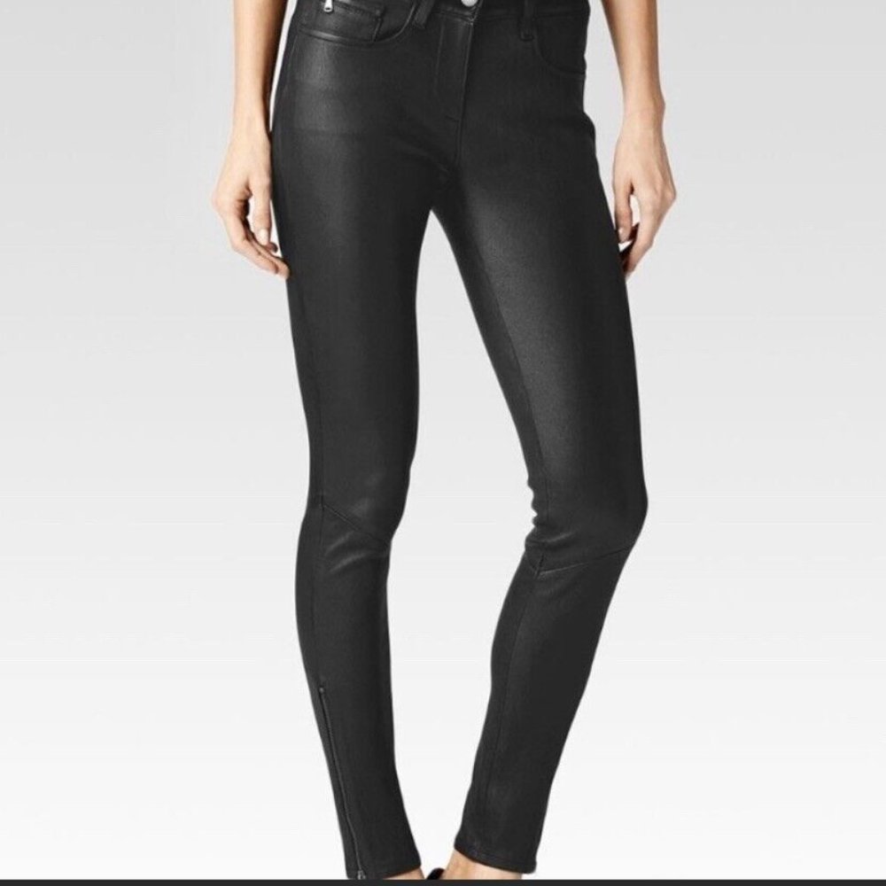 Paige Daphne Ankle Zip Leather Pants Sz 31
